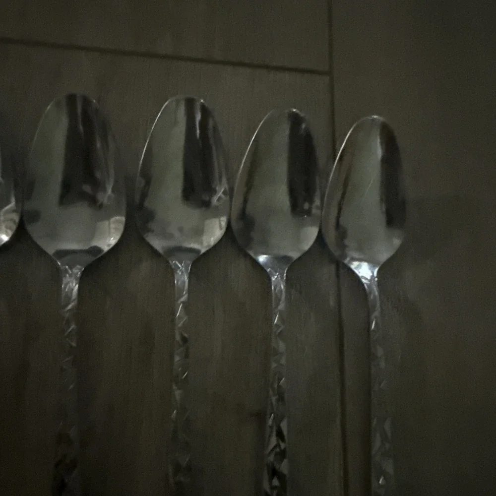 7 PCs Towle SCC Cubist Stainless Flatware Teaspoons, Aquarius Pattern, Japan MCM